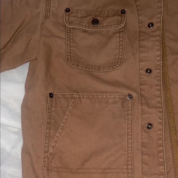 GAP Kids Tan Field Jacket with Brown Collar size XL cargo pockets in the front. - Picture 6 of 12